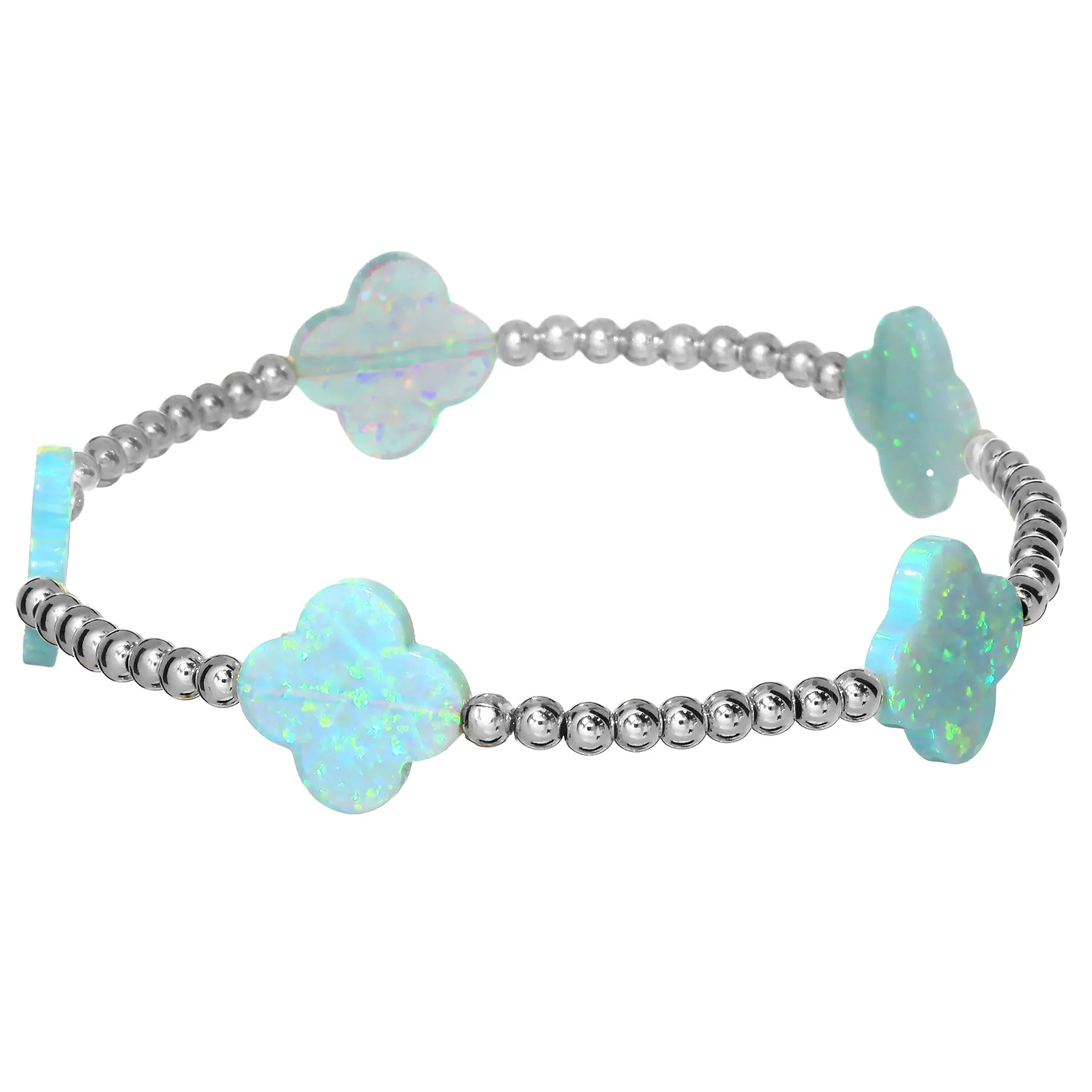 LUCKY CLOVER BTY | Opal Charm and 14K Gold Filled Beads Bracelet - Large