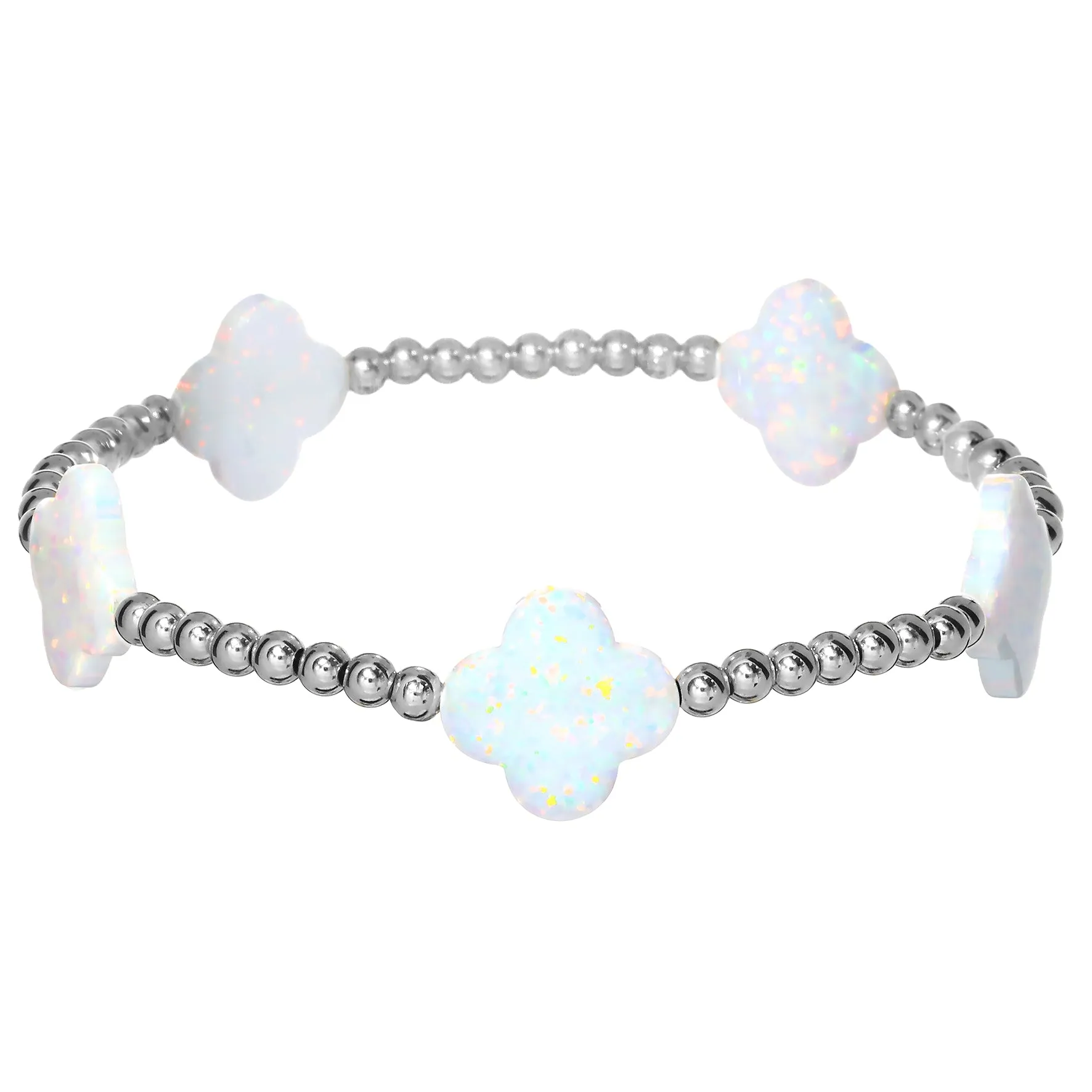 LUCKY CLOVER BTY | Opal Charm and 14K Gold Filled Beads Bracelet - Large