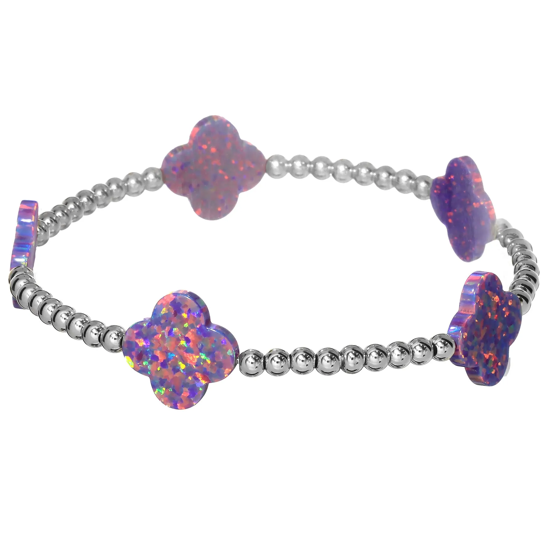 LUCKY CLOVER BTY | Opal Charm and 14K Gold Filled Beads Bracelet - Large