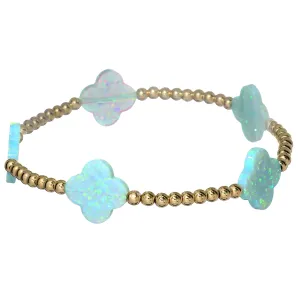 LUCKY CLOVER BTY | Opal Charm and 14K Gold Filled Beads Bracelet - Large