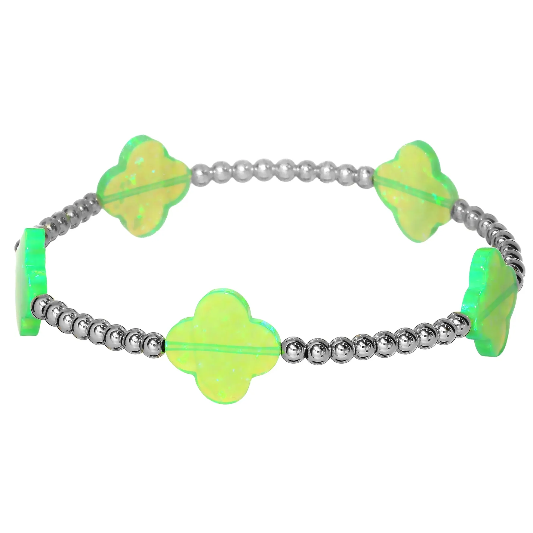 LUCKY CLOVER BTY | Opal Charm and 14K Gold Filled Beads Bracelet - Large