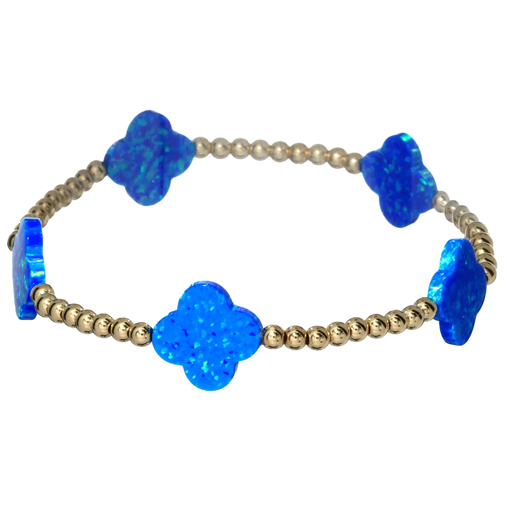 LUCKY CLOVER BTY | Opal Charm and 14K Gold Filled Beads Bracelet - Large