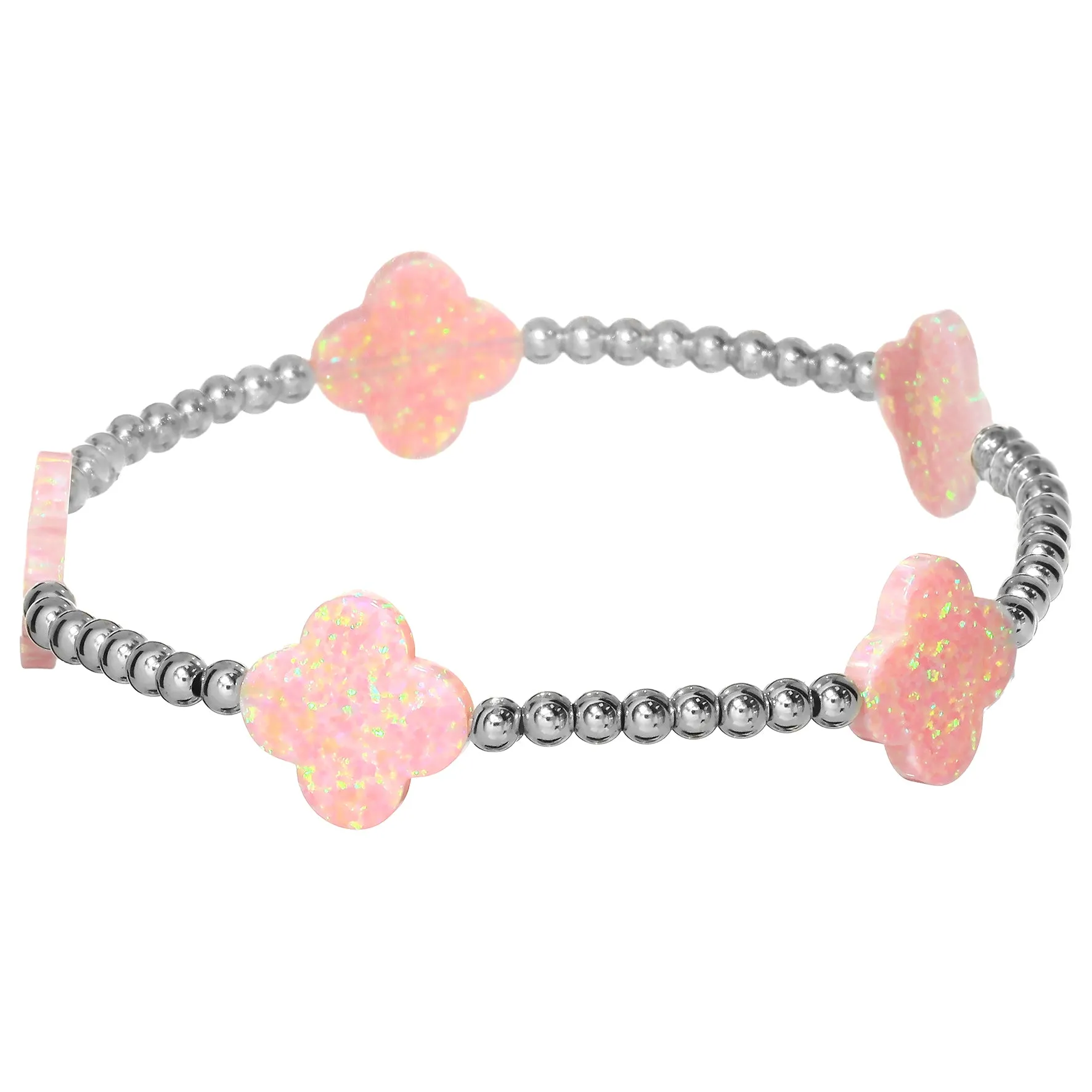 LUCKY CLOVER BTY | Opal Charm and 14K Gold Filled Beads Bracelet - Large