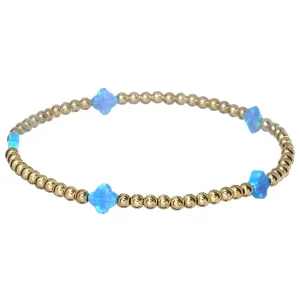 LUCKY CLOVER BTY | Opal Charm and 14K Gold Filled Beads Bracelet - Small