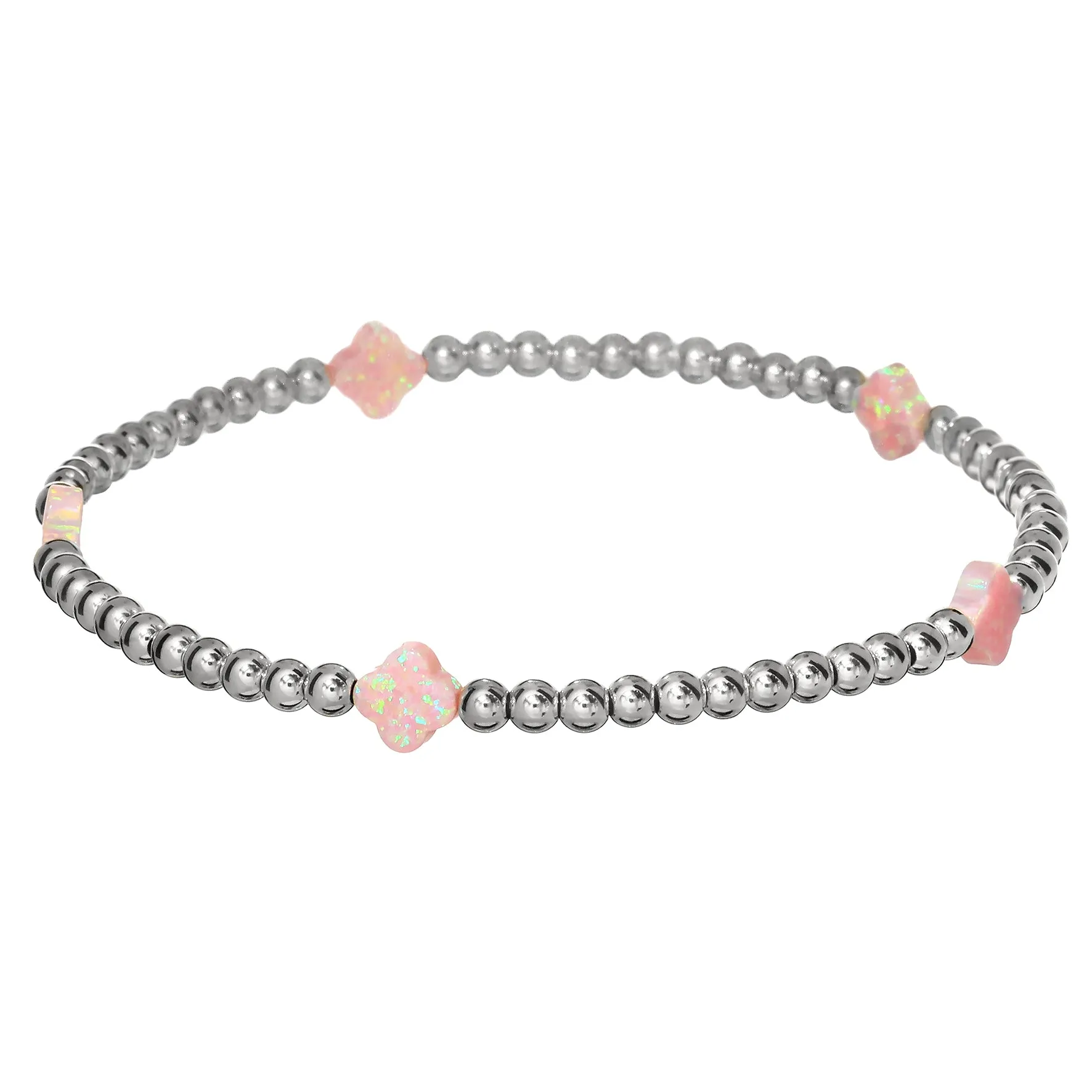 LUCKY CLOVER BTY | Opal Charm and 14K Gold Filled Beads Bracelet - Small