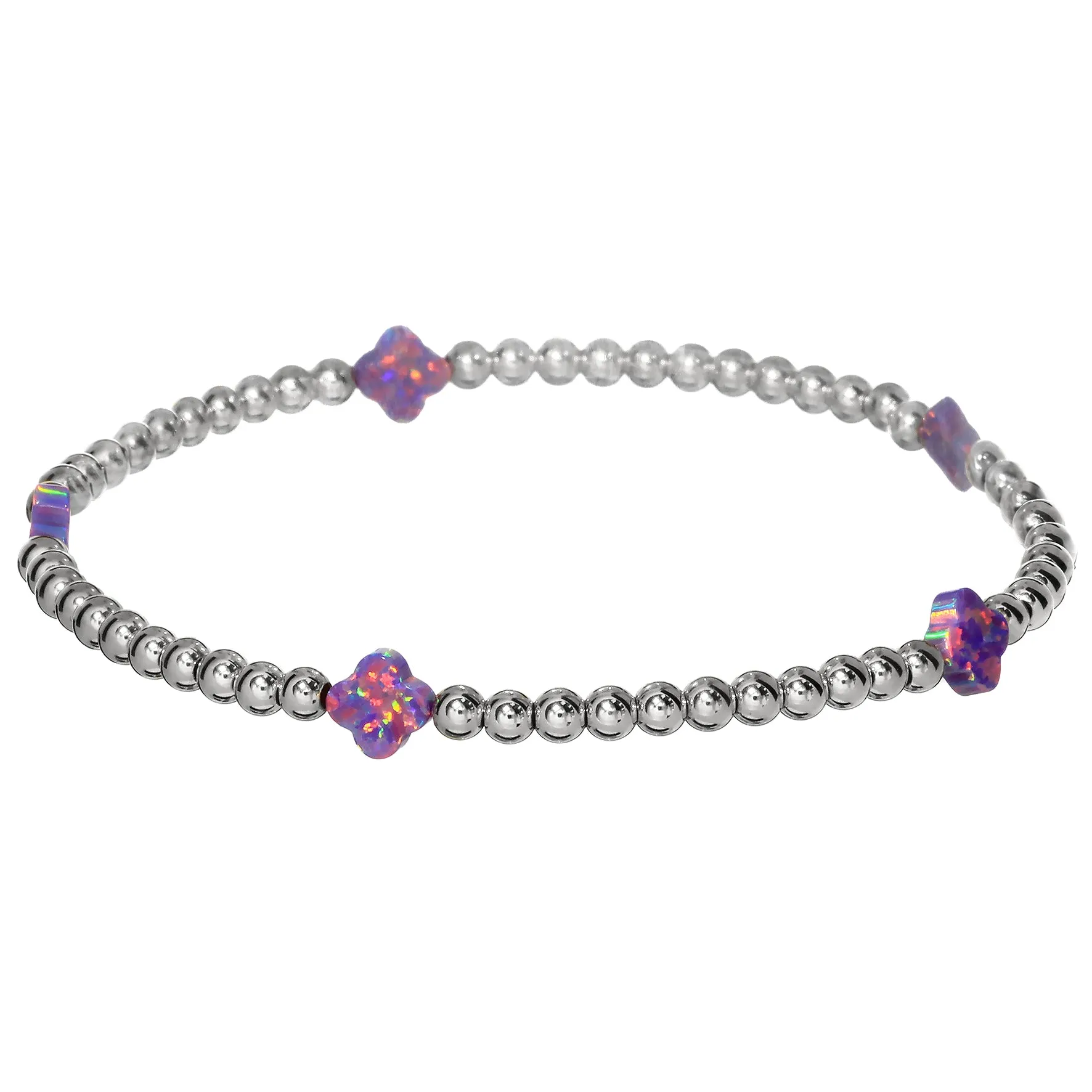 LUCKY CLOVER BTY | Opal Charm and 14K Gold Filled Beads Bracelet - Small