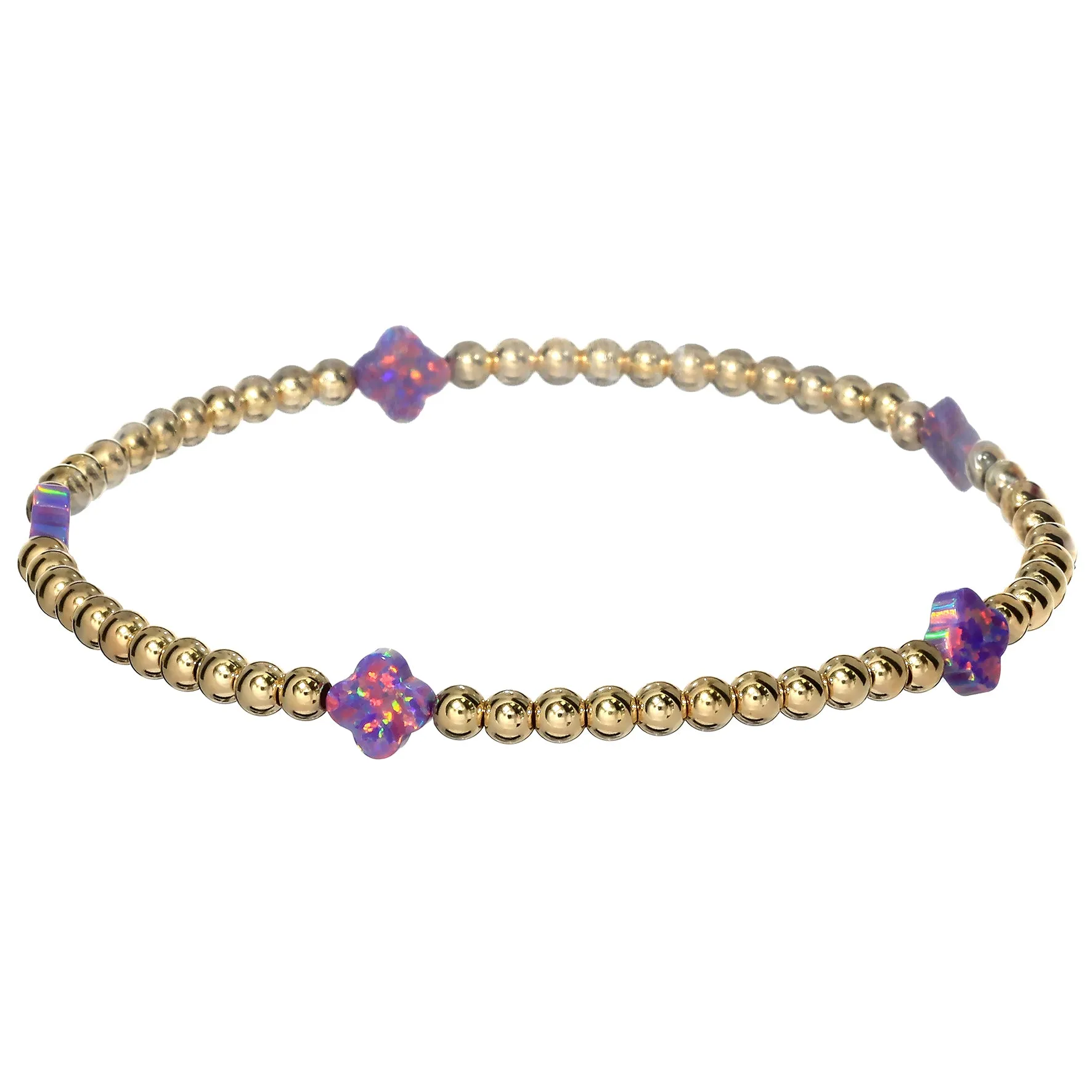 LUCKY CLOVER BTY | Opal Charm and 14K Gold Filled Beads Bracelet - Small