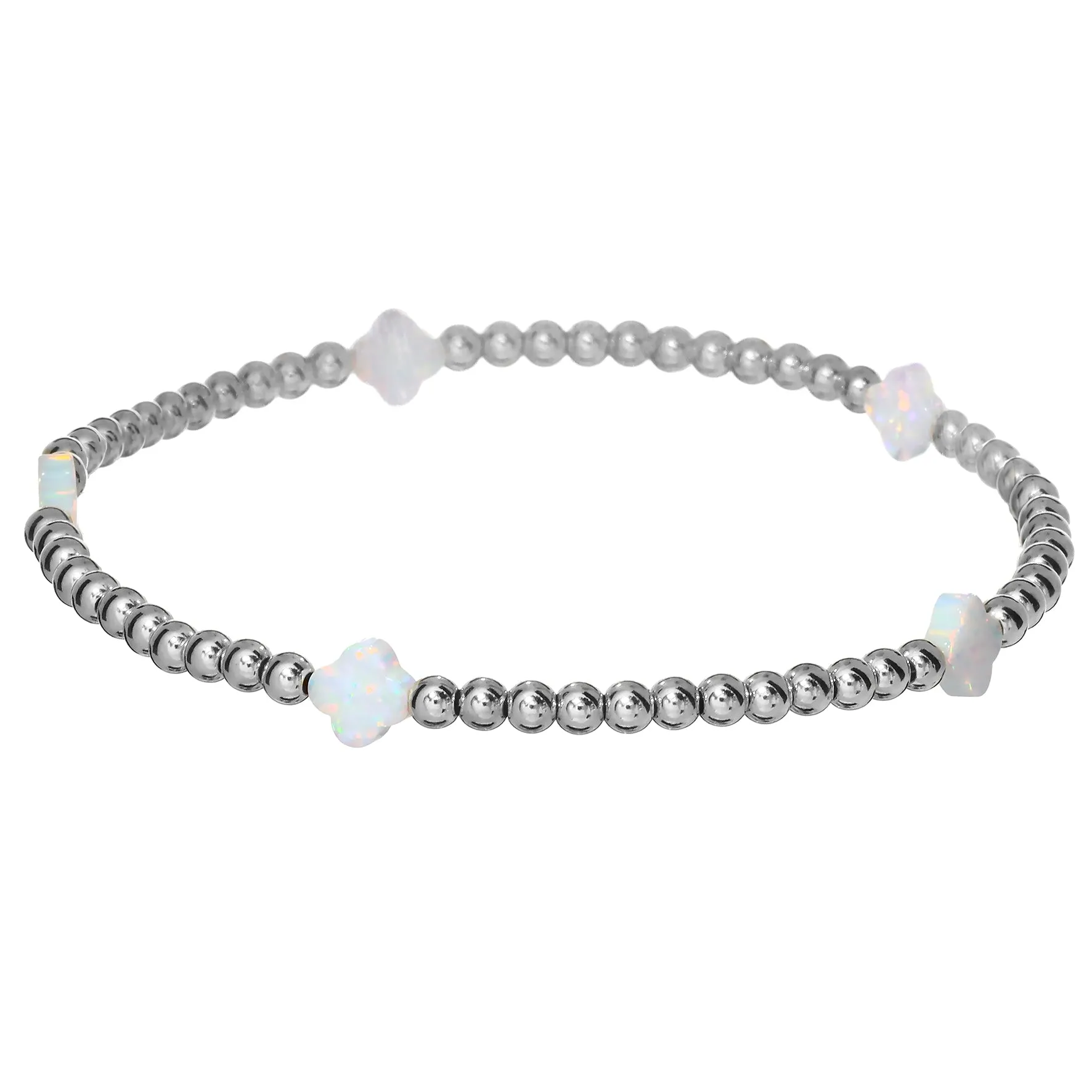 LUCKY CLOVER BTY | Opal Charm and 14K Gold Filled Beads Bracelet - Small