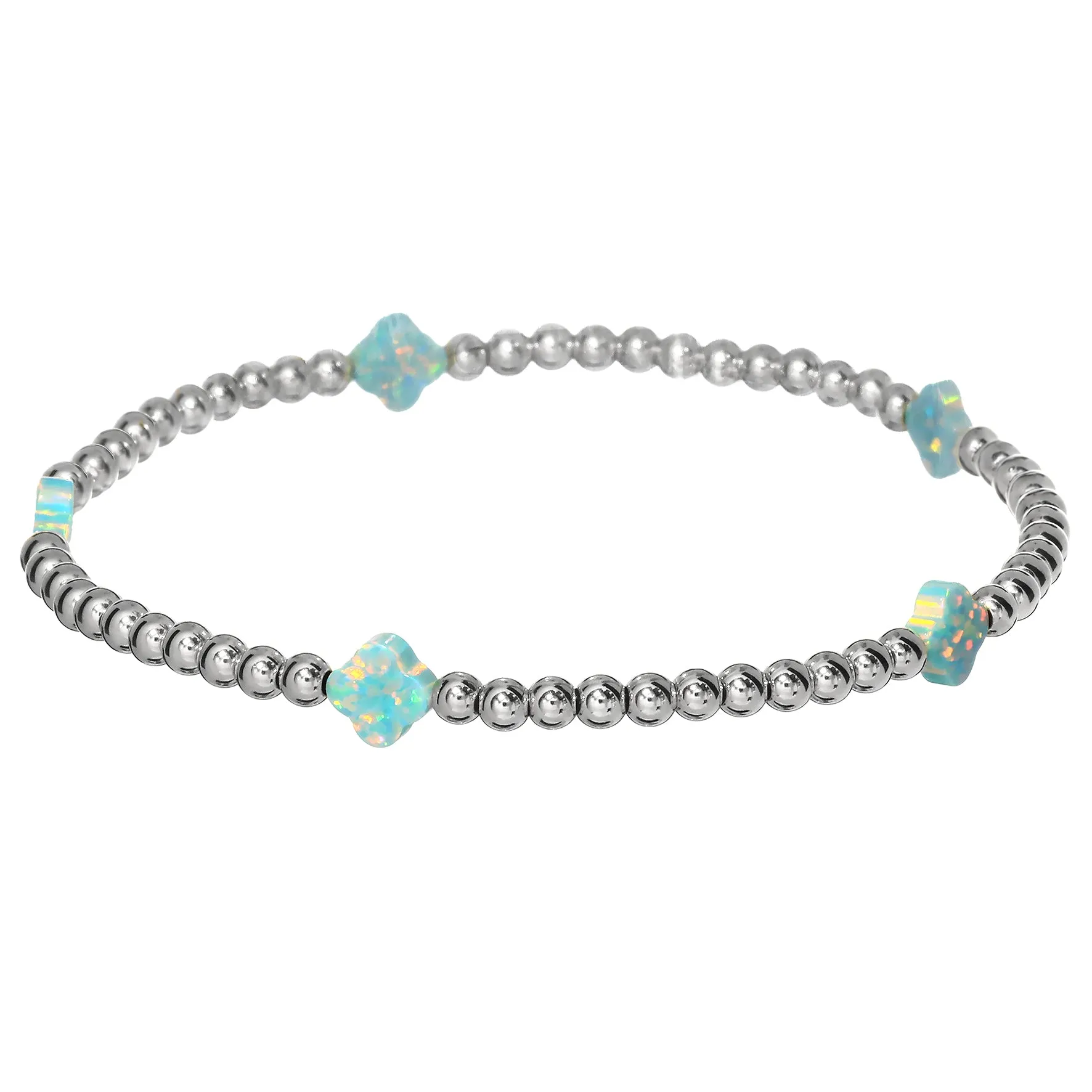 LUCKY CLOVER BTY | Opal Charm and 14K Gold Filled Beads Bracelet - Small