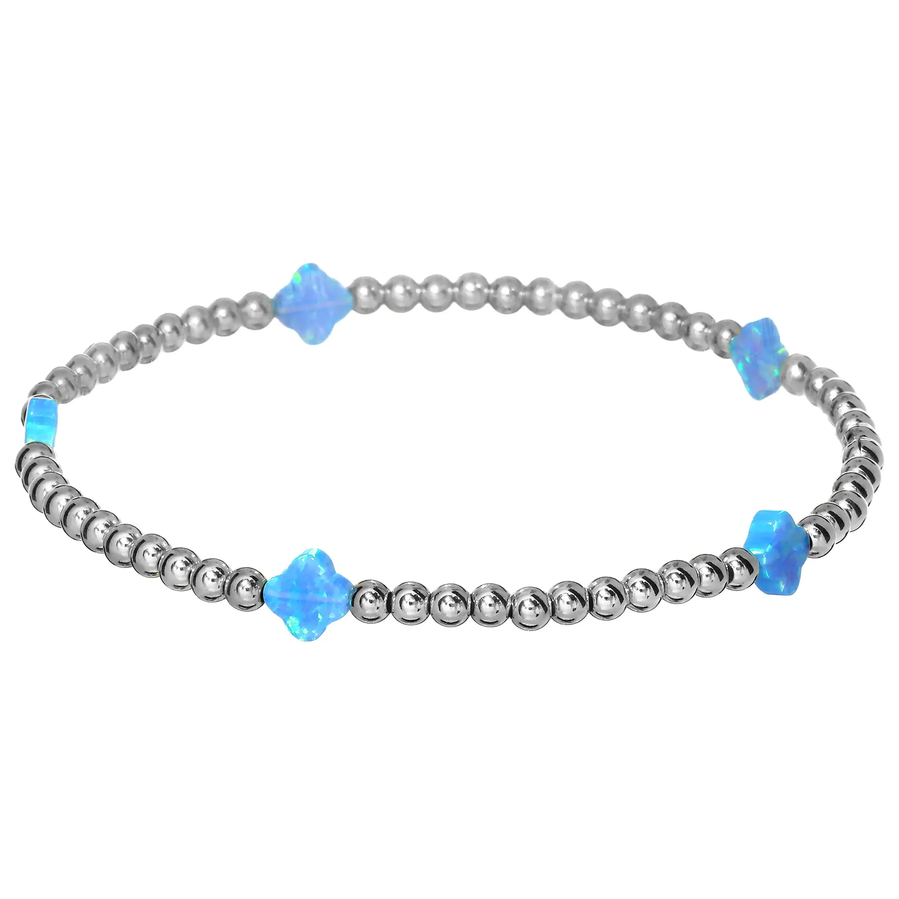 LUCKY CLOVER BTY | Opal Charm and 14K Gold Filled Beads Bracelet - Small