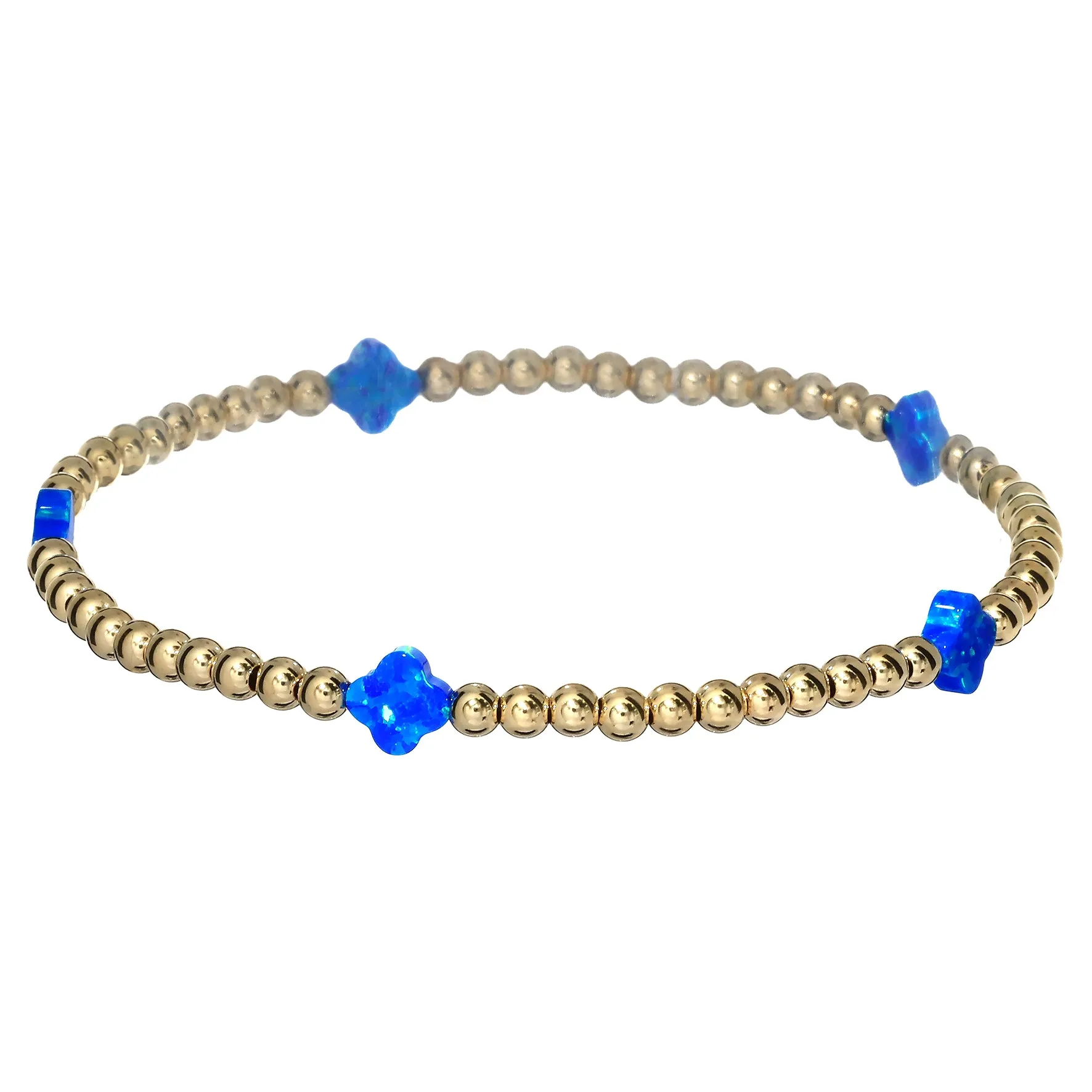 LUCKY CLOVER BTY | Opal Charm and 14K Gold Filled Beads Bracelet - Small