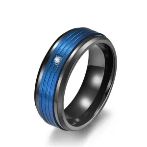 Luxurious Titanium Steel Rings with Sparkling Zircon Inlay