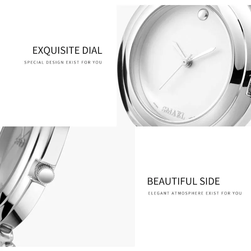 Luxury SMAEL Fashion Ladies Watch Rose Gold Women Watches Elegant Minimalism Bracelets Casual Black Female Clock montre femme