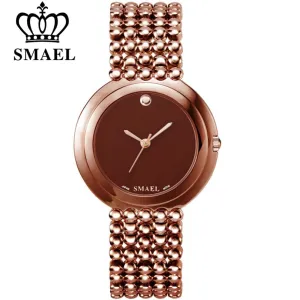 Luxury SMAEL Fashion Ladies Watch Rose Gold Women Watches Elegant Minimalism Bracelets Casual Black Female Clock montre femme