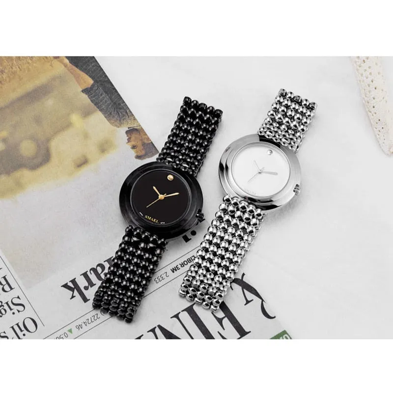 Luxury SMAEL Fashion Ladies Watch Rose Gold Women Watches Elegant Minimalism Bracelets Casual Black Female Clock montre femme
