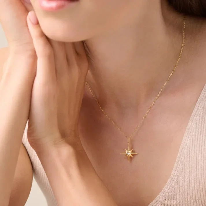 M by Monte Luna LG Diamond North Star Pendant Necklace in 18K Yellow Gold/Rhodium Plated Sterling Silver