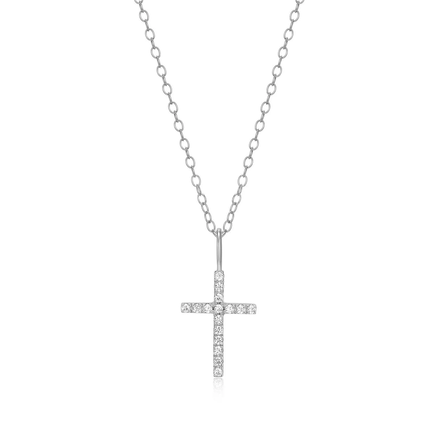 M by Monte Lune LG Diamond Cross Pendant Necklace in 18K Yellow Gold/Rhodium Plated Sterling Silver Yellow