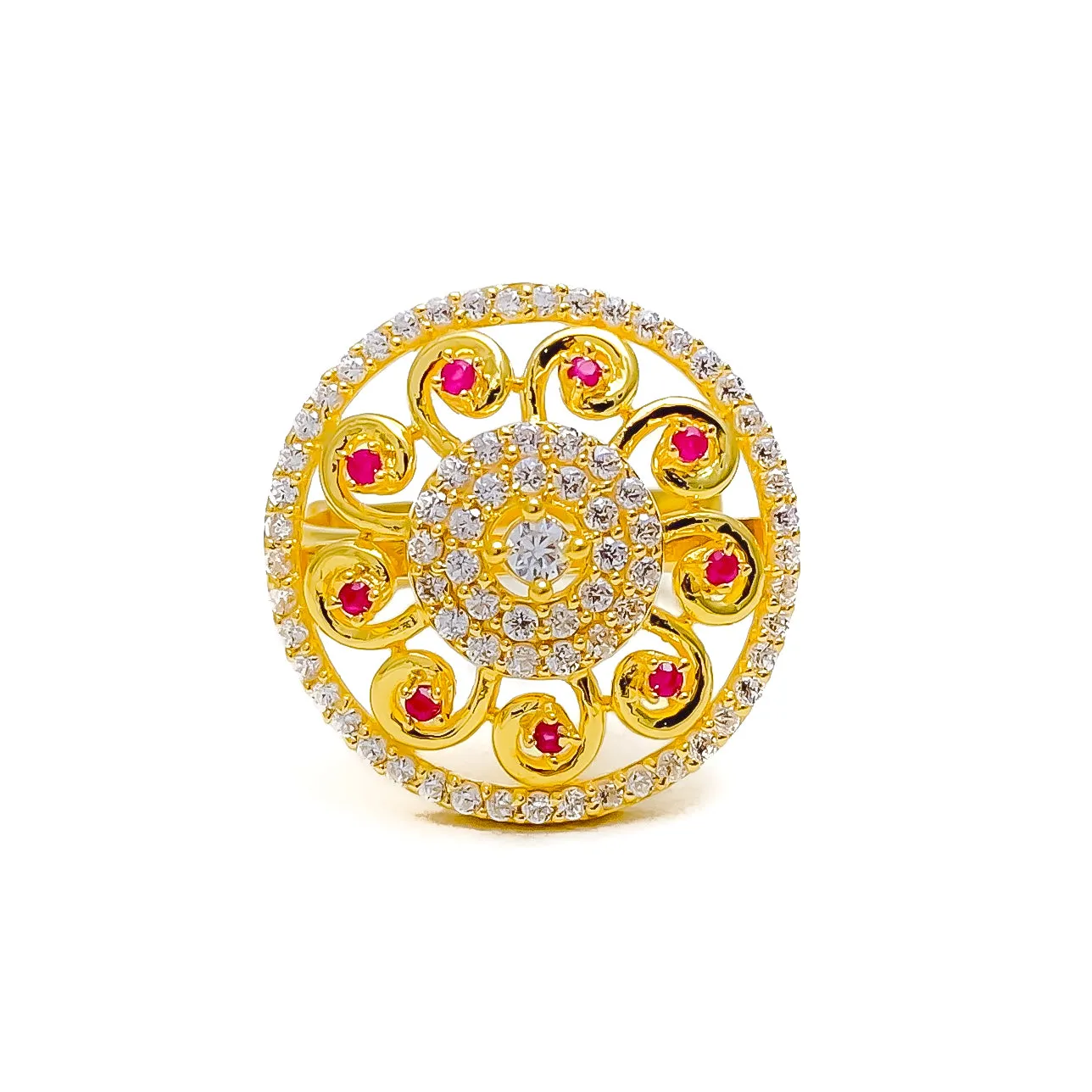 Majestic Bright 22k Gold CZ Statement Ring
