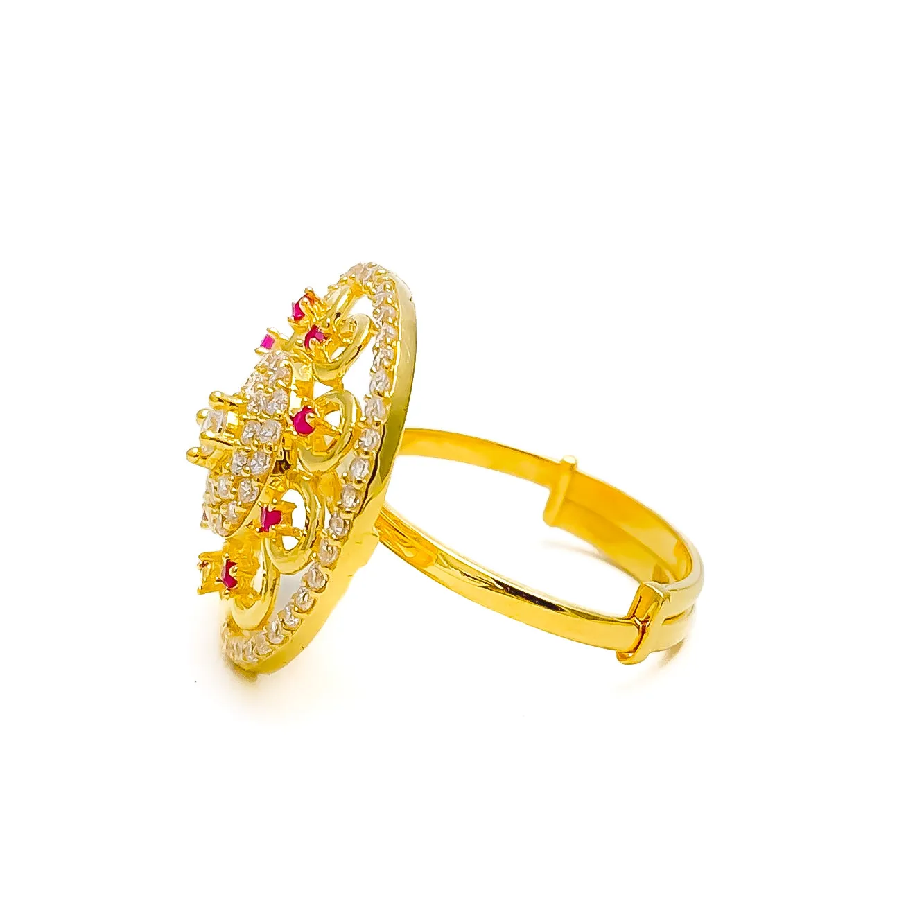 Majestic Bright 22k Gold CZ Statement Ring