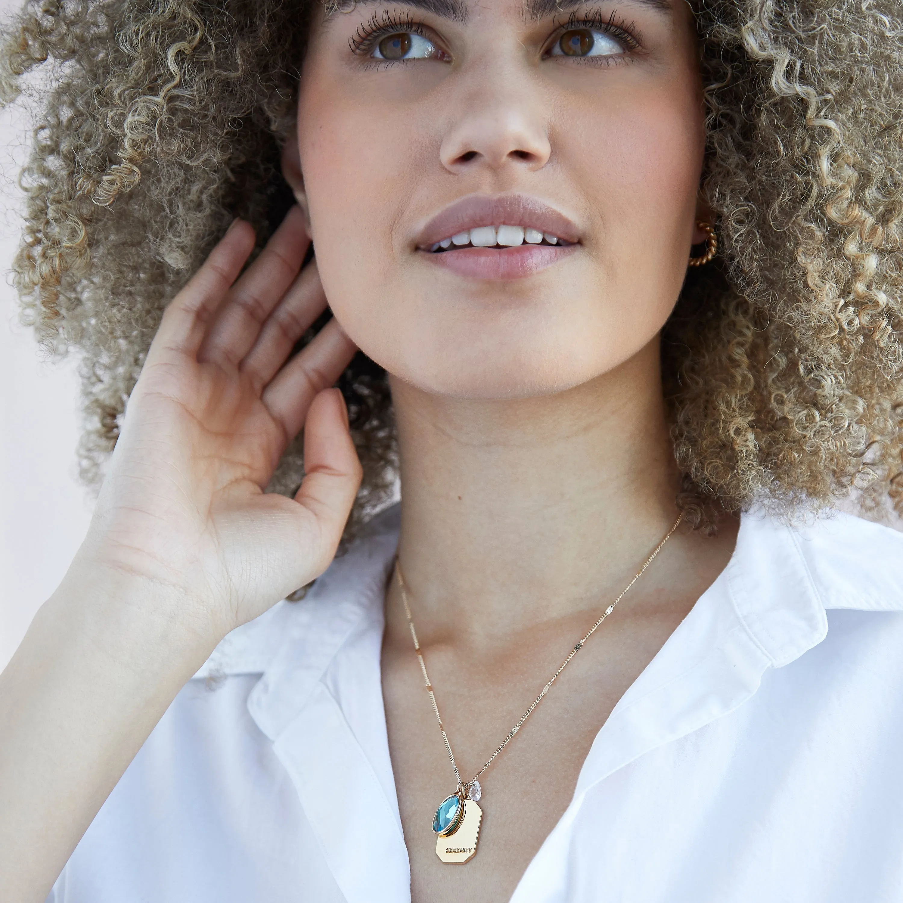 March Birthstone Necklace in Gold