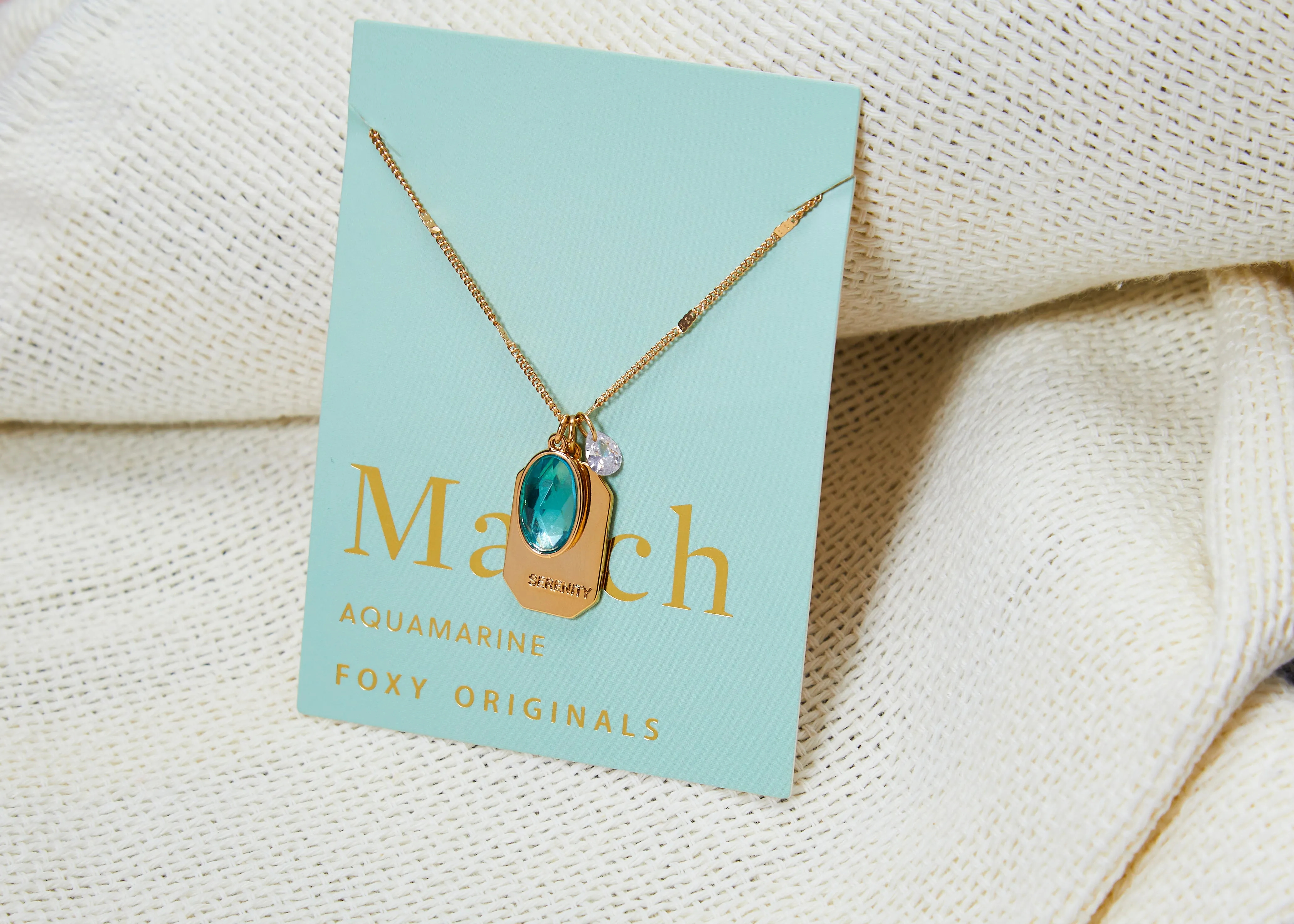 March Birthstone Necklace in Gold