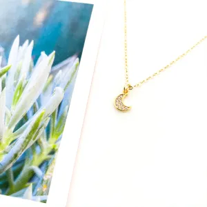 Margot Double Rhinestone Moon Necklace | Gold