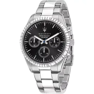 Maserati Competizione Silver Stainless Steel Black Dial Quartz Watch for Gents - R8853100023