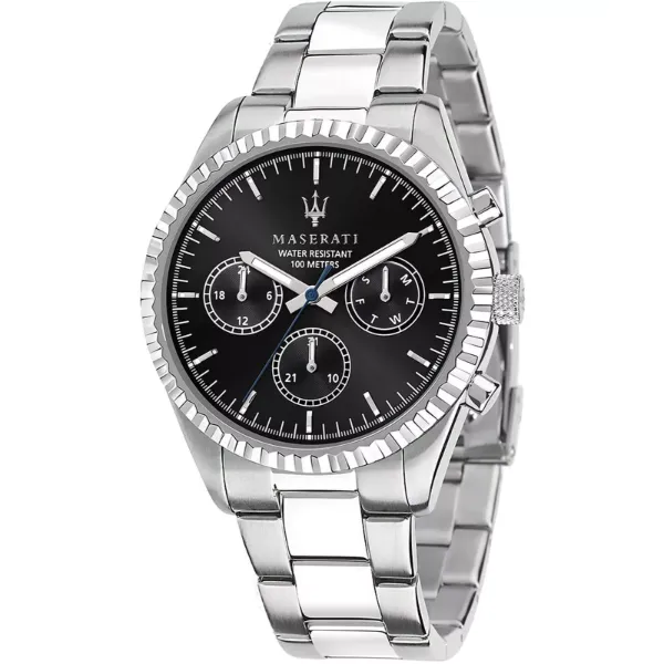 Maserati Competizione Silver Stainless Steel Black Dial Quartz Watch for Gents - R8853100023