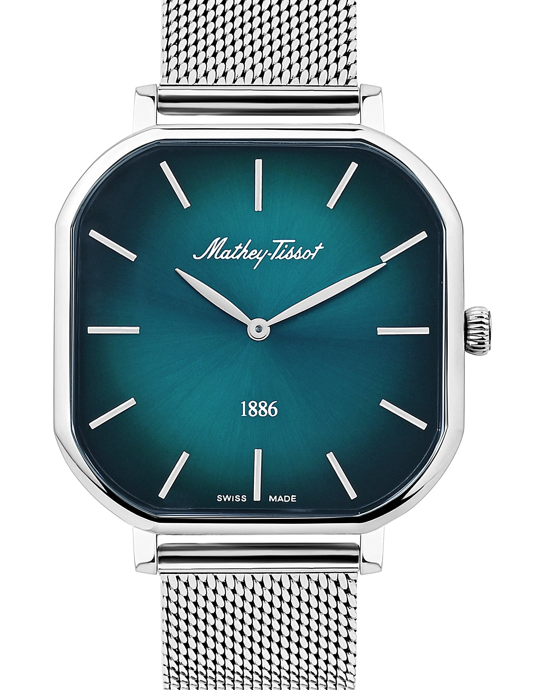 Mathey-Tissot Stainless Steel Swiss Made Classic Analogue Green Dial Silver Band Watch For Men - H7917Av
