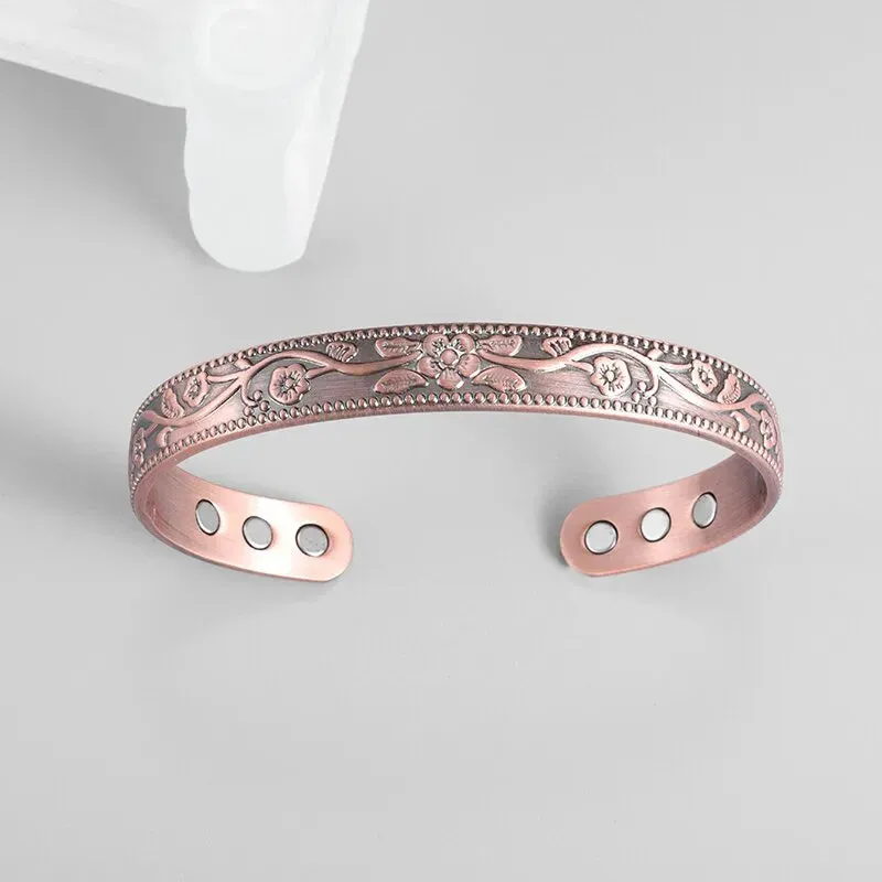Matte Copper Magnetic Bracelet Men\\\\'s Arthritis Adjustable High Magnet Men\\\\'s Cuff Bracelet Magnetic Health Jewelry