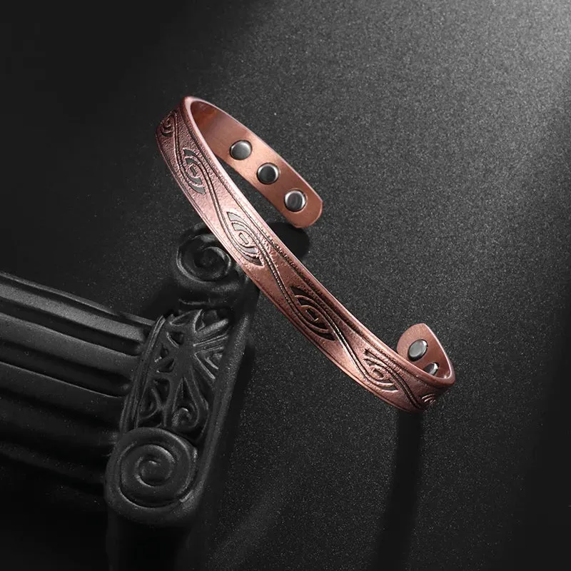 Matte Copper Magnetic Bracelet Men\\\\'s Arthritis Adjustable High Magnet Men\\\\'s Cuff Bracelet Magnetic Health Jewelry