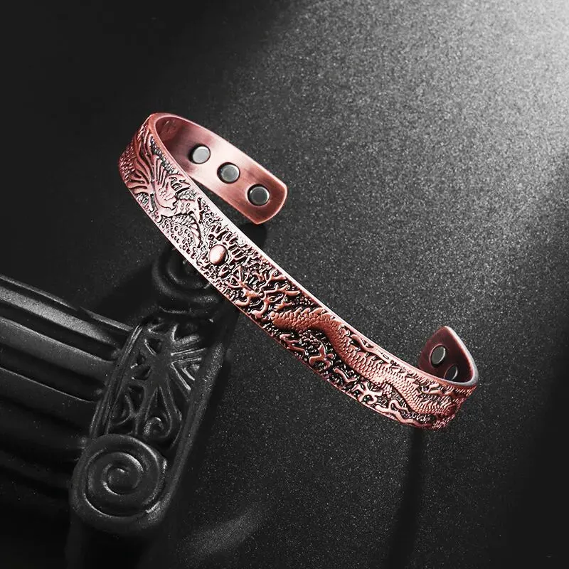 Matte Copper Magnetic Bracelet Men\\\\'s Arthritis Adjustable High Magnet Men\\\\'s Cuff Bracelet Magnetic Health Jewelry