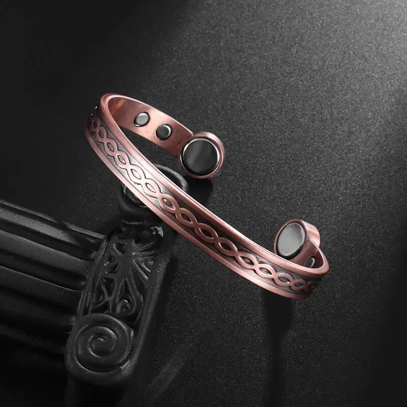 Matte Copper Magnetic Bracelet Men\\\\'s Arthritis Adjustable High Magnet Men\\\\'s Cuff Bracelet Magnetic Health Jewelry