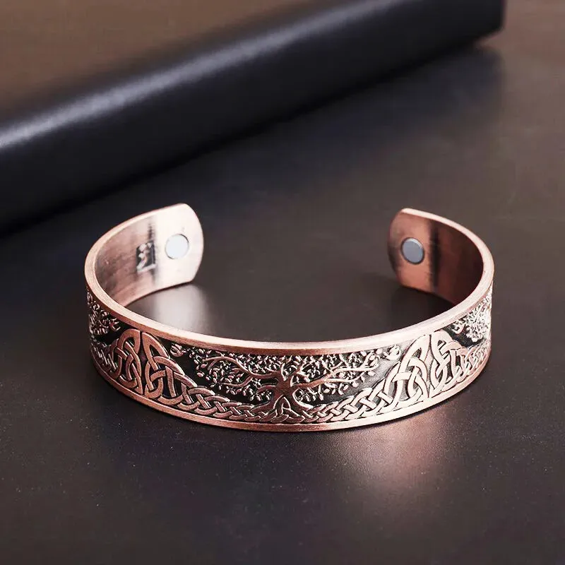 Matte Copper Magnetic Bracelet Men\\\\'s Arthritis Adjustable High Magnet Men\\\\'s Cuff Bracelet Magnetic Health Jewelry