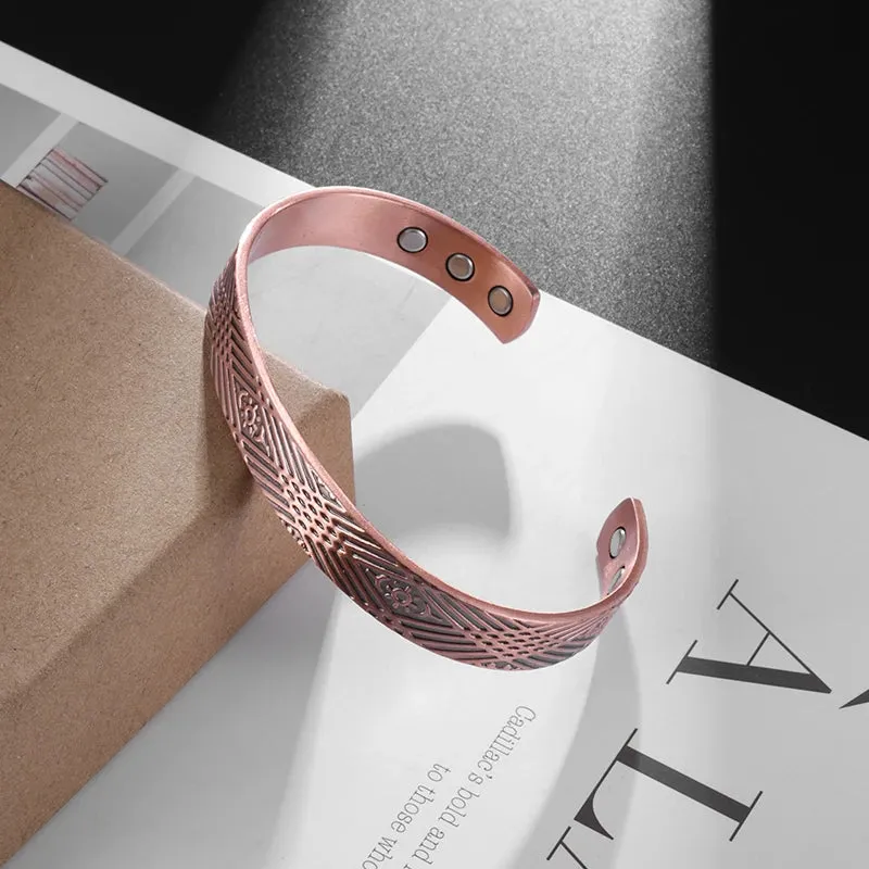 Matte Copper Magnetic Bracelet Men\\\\'s Arthritis Adjustable High Magnet Men\\\\'s Cuff Bracelet Magnetic Health Jewelry