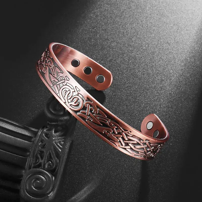 Matte Copper Magnetic Bracelet Men\\\\'s Arthritis Adjustable High Magnet Men\\\\'s Cuff Bracelet Magnetic Health Jewelry