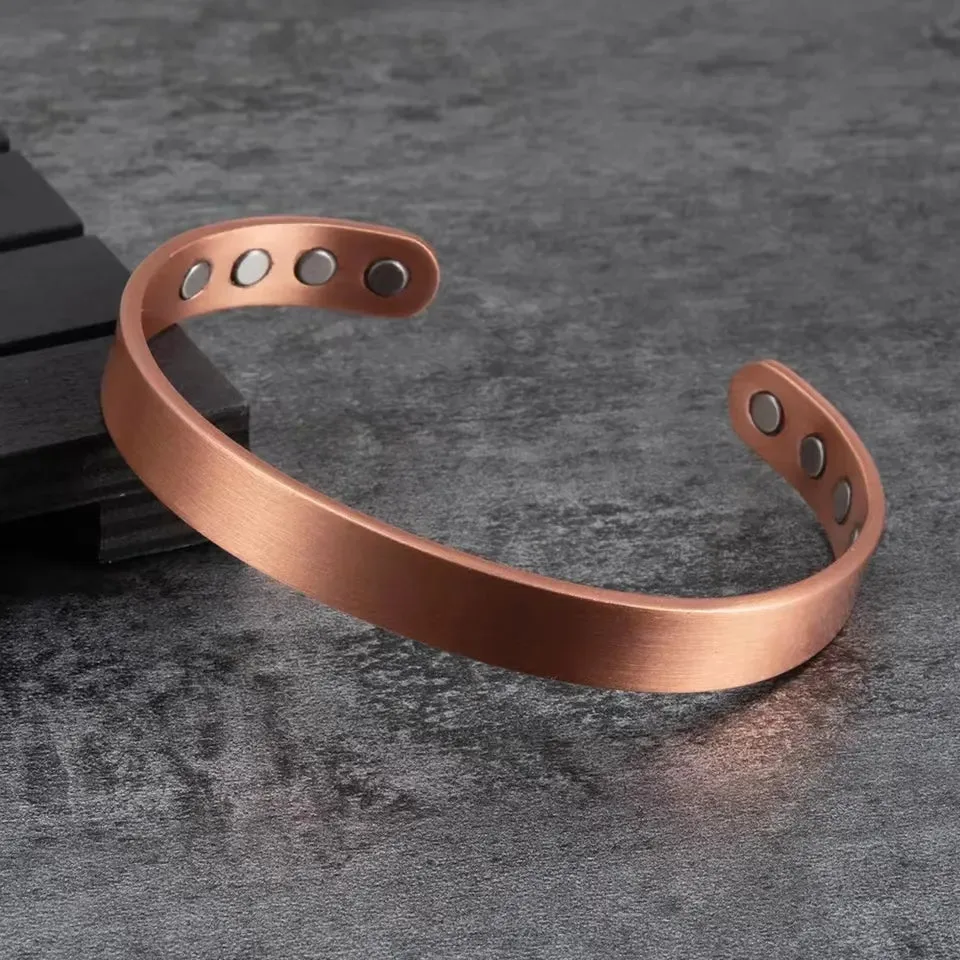 Matte Copper Magnetic Bracelet Men\\\\'s Arthritis Adjustable High Magnet Men\\\\'s Cuff Bracelet Magnetic Health Jewelry