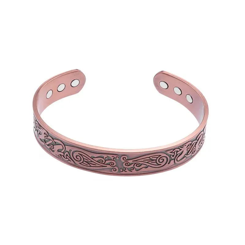 Matte Copper Magnetic Bracelet Men\\\\'s Arthritis Adjustable High Magnet Men\\\\'s Cuff Bracelet Magnetic Health Jewelry