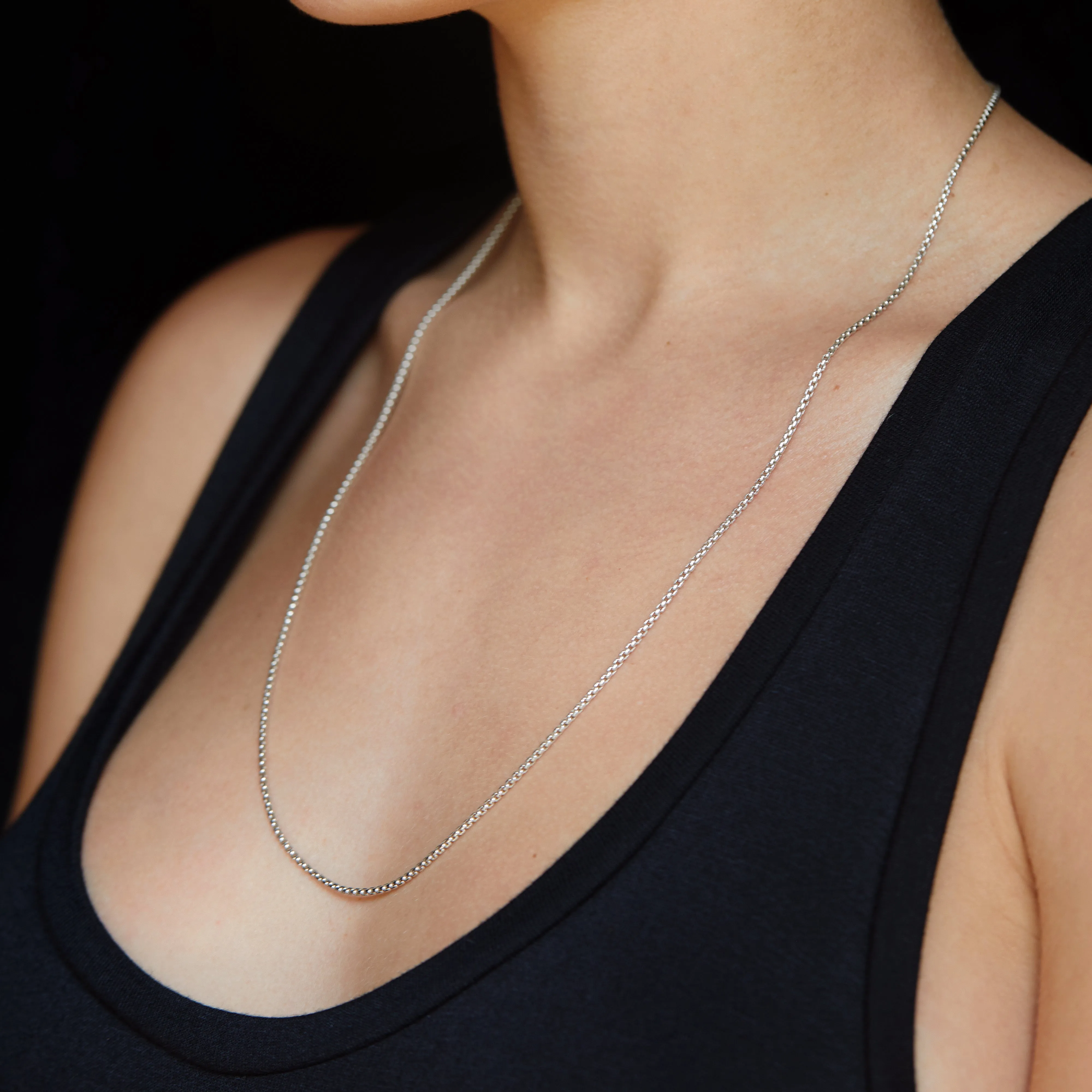 Medium Box Chain Necklace - Sterling Silver