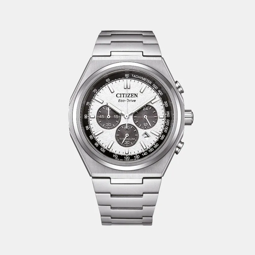 Men Eco Drive Silver Dial Chronograph Titanium Watch CA4610-85A