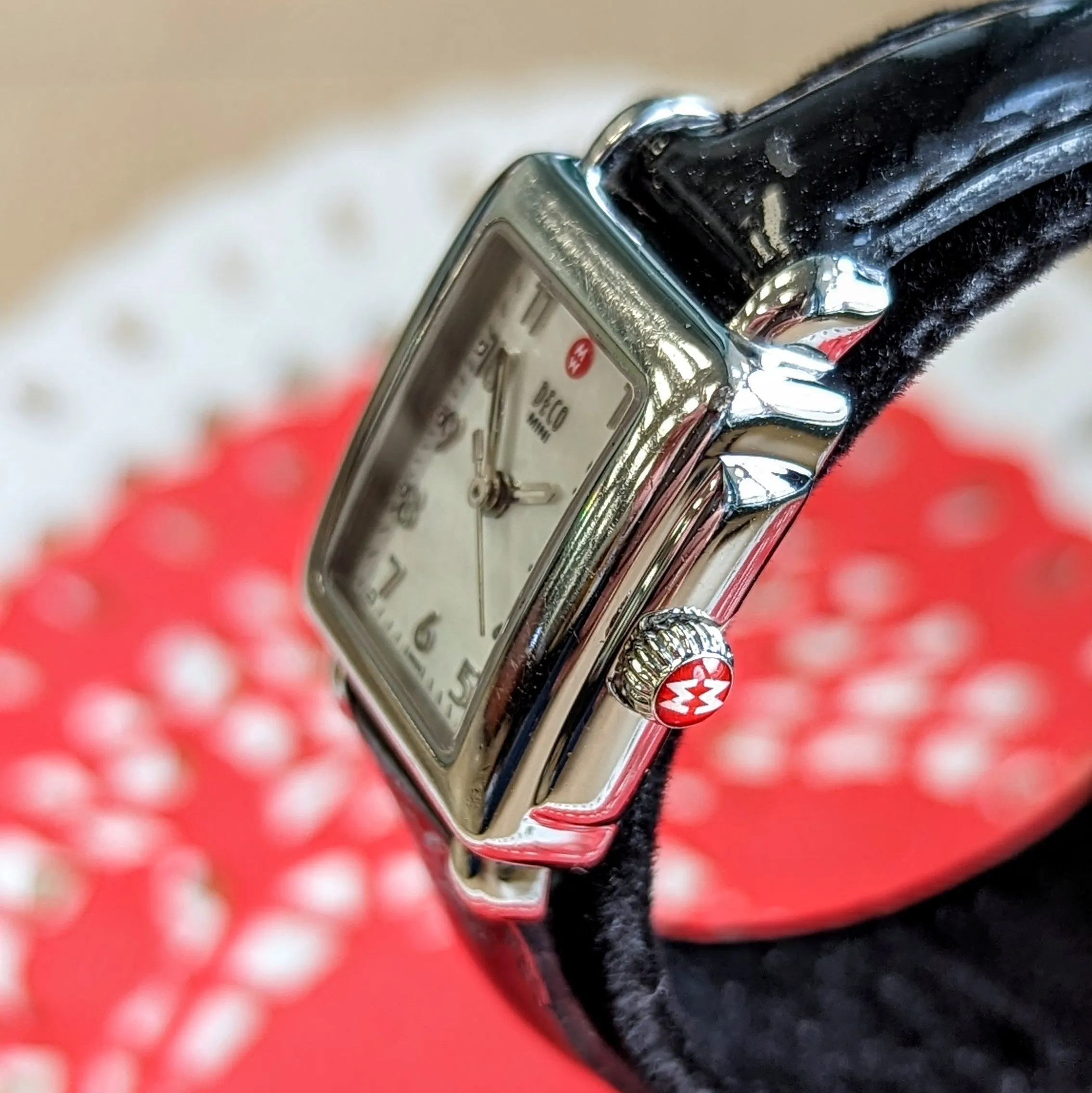 MICHELE Deco Mini Ladies Watch MOP Dial Ref. MW06D00A0025 Leather Strap - ALL Original