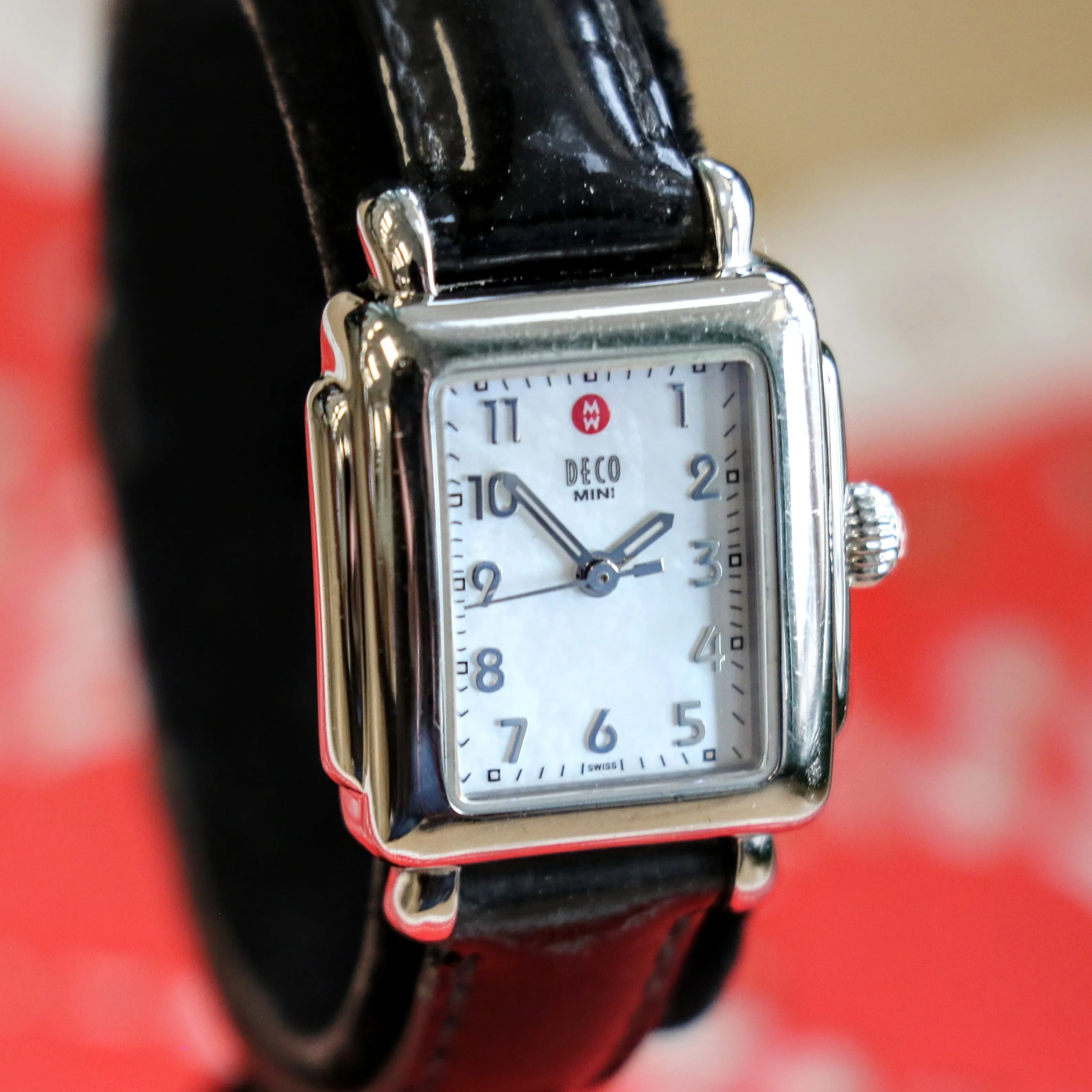 MICHELE Deco Mini Ladies Watch MOP Dial Ref. MW06D00A0025 Leather Strap - ALL Original