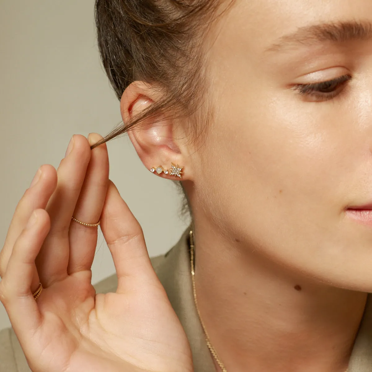 Mini Pave North Star Stud Earrings