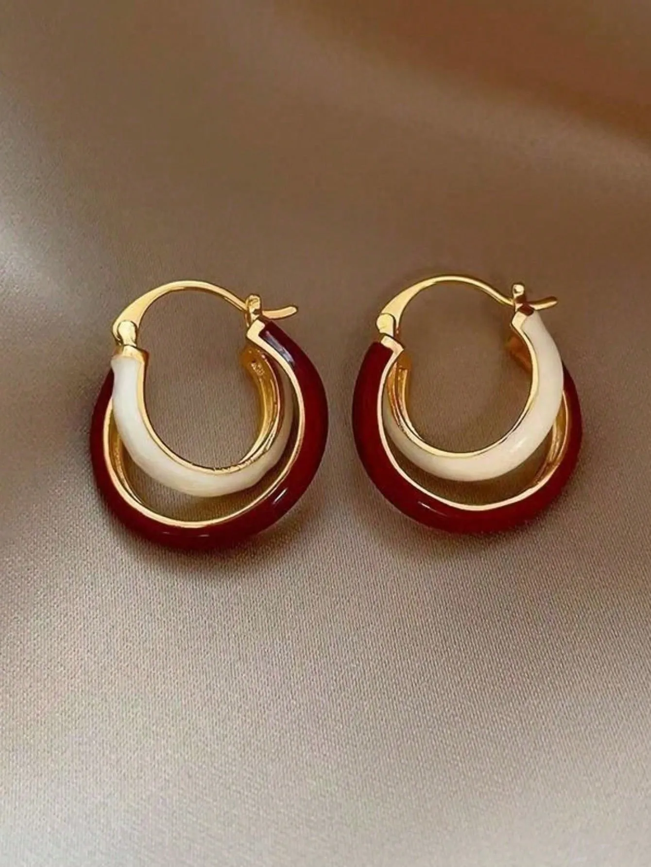 Minimalist Drip-Glaze Geometric Circle Earrings