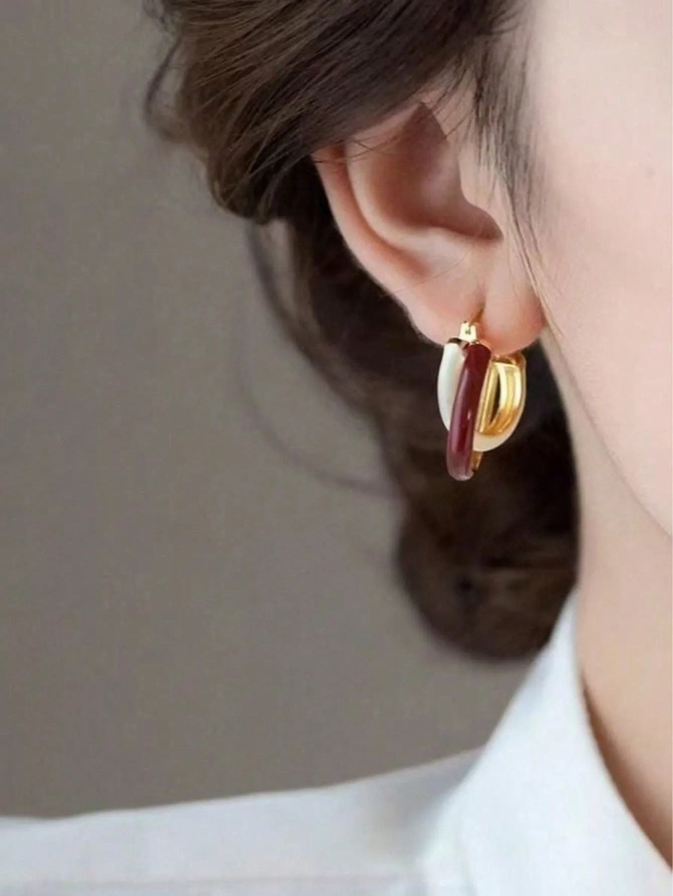 Minimalist Drip-Glaze Geometric Circle Earrings