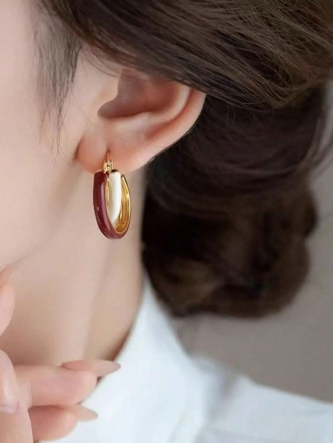 Minimalist Drip-Glaze Geometric Circle Earrings
