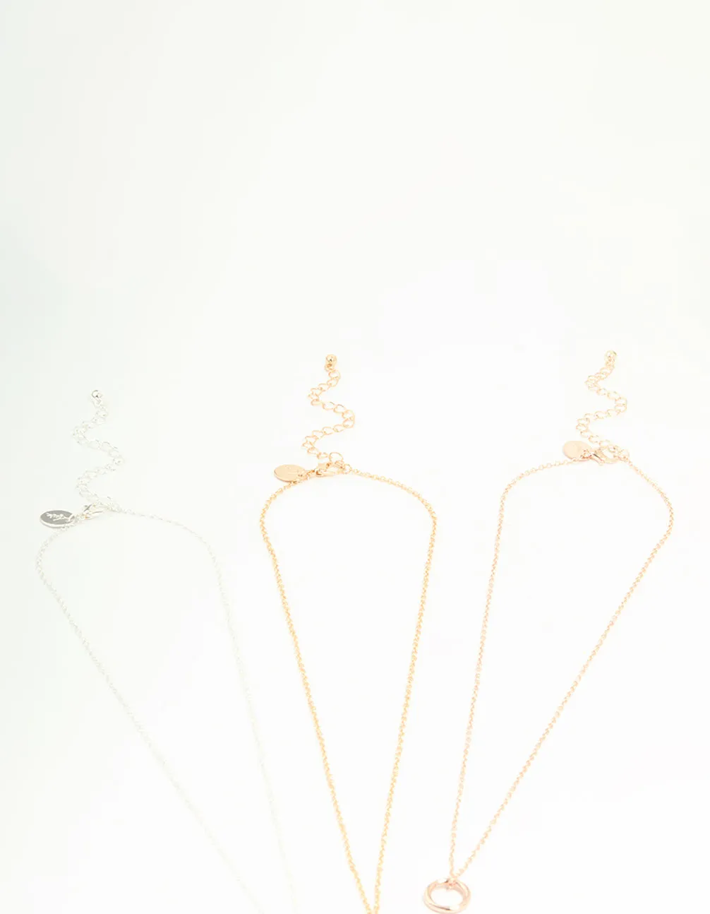 Mixed Metal Circle Pendant Necklaces 3-Pack