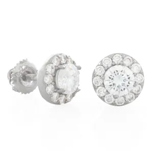 Moissanite Halo Brilliant-Cut Stud Earrings