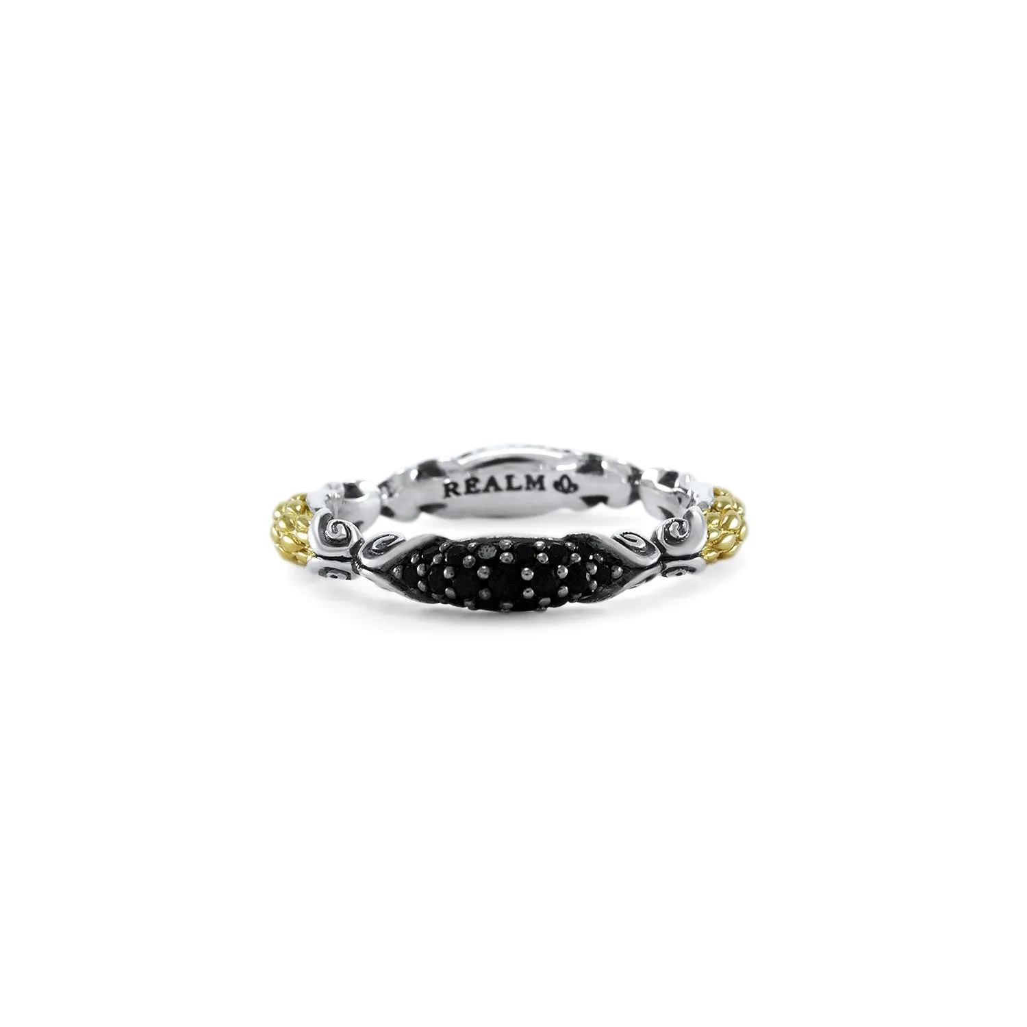 Mosaic Pavé Stack Ring 3.25mm - Two Tone   CZ Noir