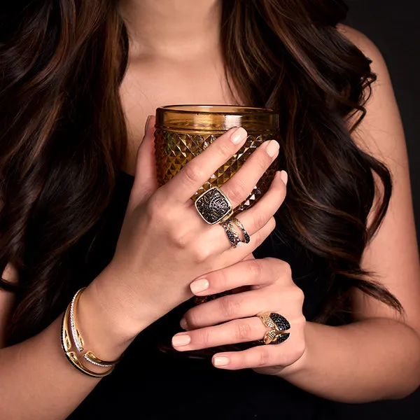 Mosaic Pavé Stack Ring 3.25mm - Two Tone   CZ Noir
